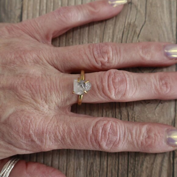 Quartz Gemstone Ring 7 Gold Quartz Stacking Gypsy Bohemian Gift Boho Dainty NWT - Picture 2 of 12